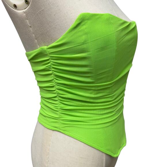 STEVE MADDEN Sz XS Dahlia Top Corset in Neon Green Glam Club Festival Nightout - Picture 3 of 8